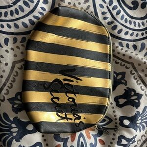 Victoria's Secret Black and Gold Striped Pouch
